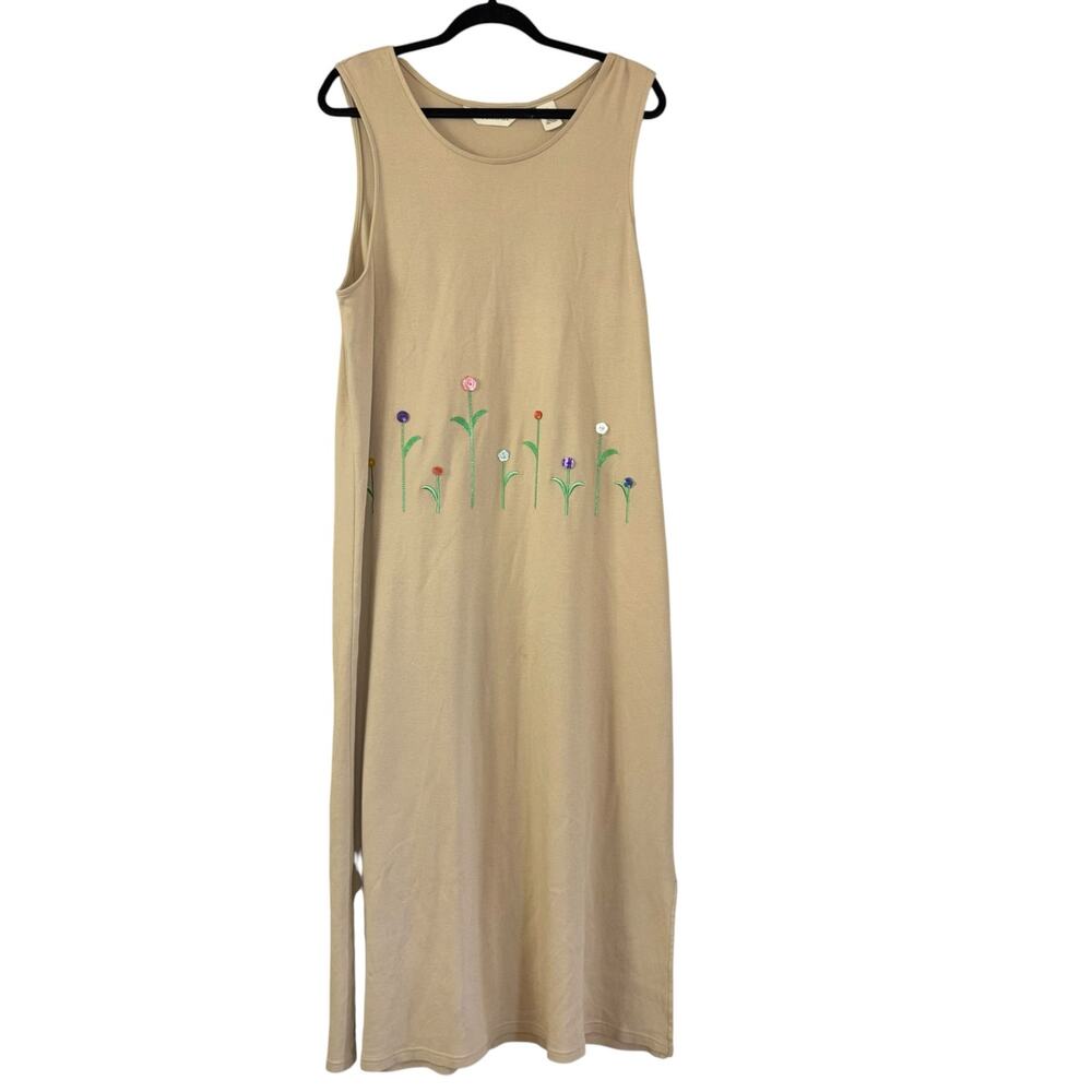 VTG Bechmel 100% Cotton Sleeveless Beaded Dress Women’s M Casual Whimsy Cottage